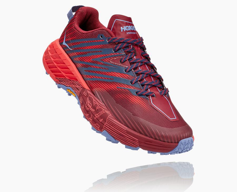 Hoka One One Womens Trail Shoes - Speedgoat 4 - Red - RMJU47801